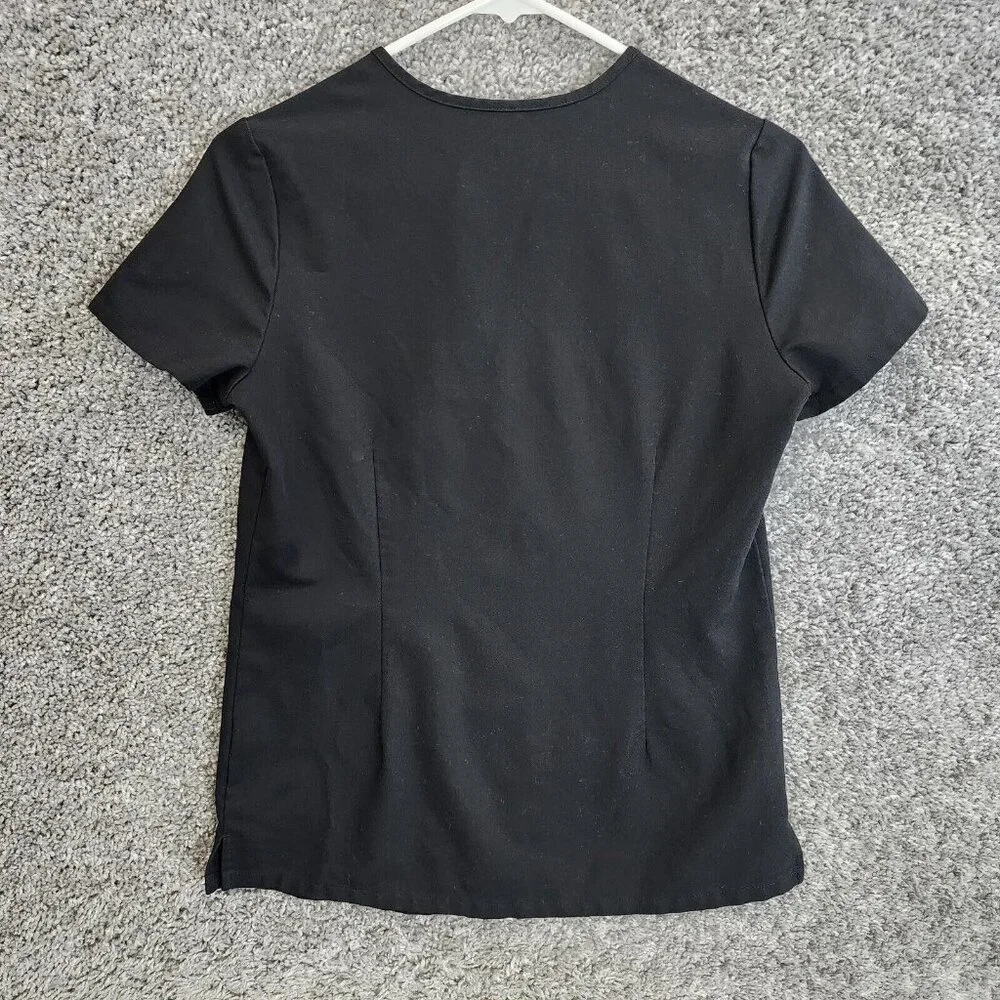 FIGS Scrubs Top Womens XXS Black Technical Stretch Short Sleeve V-Neck Pocket - Picture 4 of 9